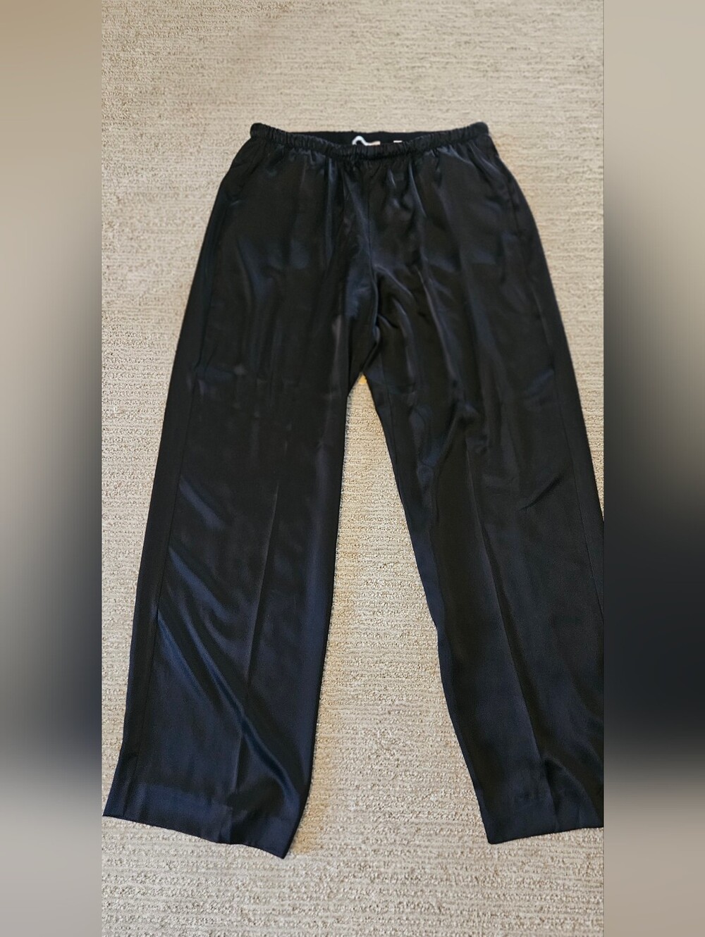 Vince Black Relaxed Satin Wide-Leg Pants